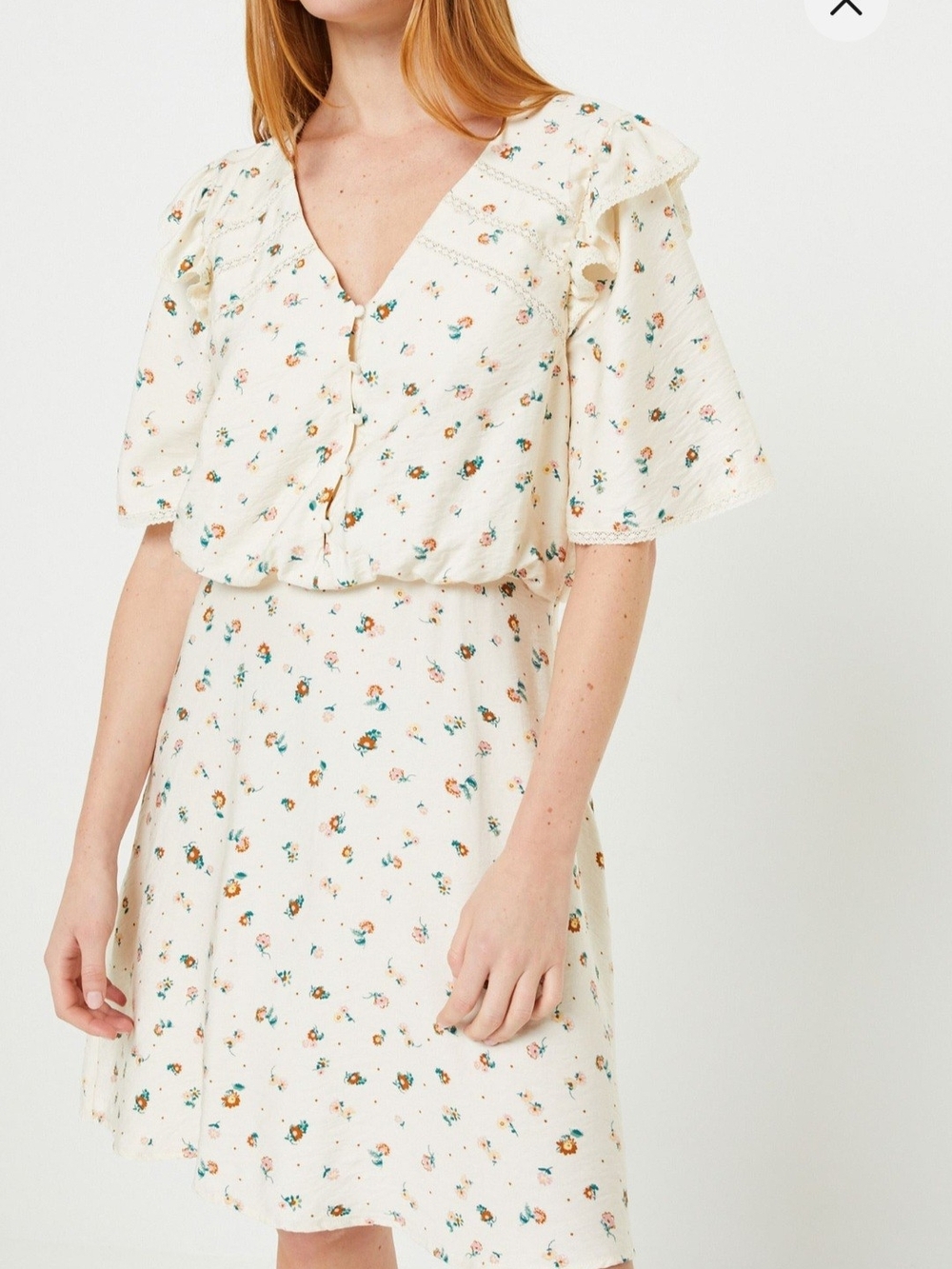 Atelier Reve Irdonna Cottagecore Romantic Floral Dress with Flutter Sleeves